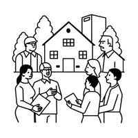 Neighborhood meeting coloring pages vector