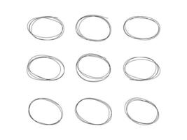 Hand drawn ovals and circles scribble marker set illustration. vector