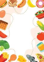 Template Design With Various Foods vector
