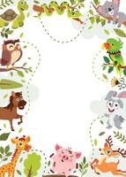 Template Design With Cartoon Animals vector