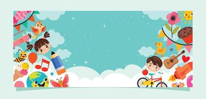 Template Design With Childish Elements vector