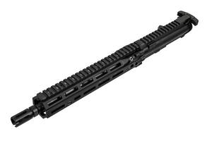 Spare parts for automatic rifle. Repair and modification of weapons. Isolate on a white back. photo