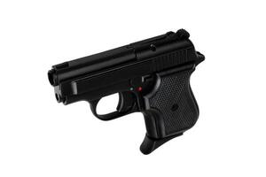Modern semi-automatic pistol. Small short-barreled weapon for concealed carry. Ladies' pistol. Isolate on white back. photo