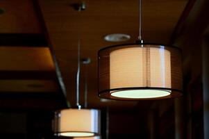 a group of three hanging lamps photo
