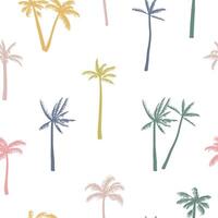 Simple colorful palm trees seamless pattern. Hand drawn summer design for fabric, home textile, wrapping paper, cover vector