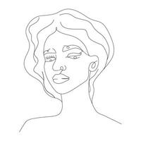 One line portrait of a woman, illustration design. Continuous single line drawing. Modern minimalist simple style vector