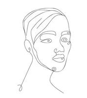 Modern one line woman portrait, side pose, illustration design. Continuous single line drawing. Modern minimalist simple style for decor, print, painting vector