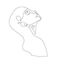 One line portrait of woman, side pose, illustration design. Continuous single line drawing. Modern minimalist simple style vector