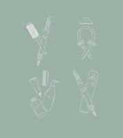 Curl styling tools composition drawing on green background vector