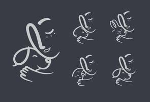 Man lovingly clings to an animal cat, dog, rabbit, parrot compositions drawing on black background vector
