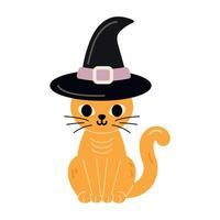 Red cat with green eyes for Halloween design isolated on white background vector