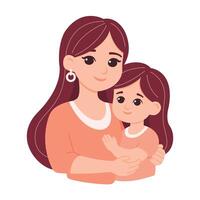 Mom with child in her hands with flowers isolated on white background vector