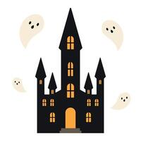 Castle with ghosts isolated on white background vector