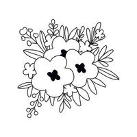 Hand drawn doodle floral bouquet isolated on white background vector