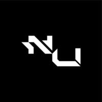 initial monogram logo bold and dynamic style NU gaming concept letter vector