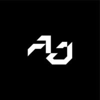 initial monogram logo bold and dynamic style AJ gaming concept letter vector
