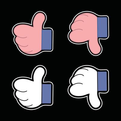 Like and dislike icons set. Thumbs up and thumbs down. Modern graphic elements for web banners, web sites, printed materials, infographics