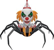 halloween spider with evil clown head. 3d evil clown with spider legs vector