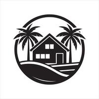 Generate a beachfront paradise logo for a real estate company specializing in coastal properties. vector