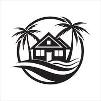 Generate a beachfront paradise logo for a real estate company specializing in coastal properties. vector