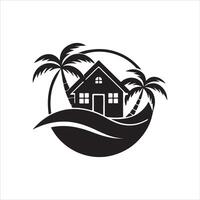 Generate a beachfront paradise logo for a real estate company specializing in coastal properties. vector