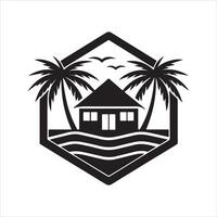 Generate a beachfront paradise logo for a real estate company specializing in coastal properties. vector