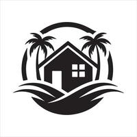 Generate a beachfront paradise logo for a real estate company specializing in coastal properties. vector
