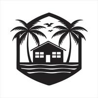 Generate a beachfront paradise logo for a real estate company specializing in coastal properties. vector