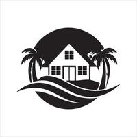 Generate a beachfront paradise logo for a real estate company specializing in coastal properties. vector