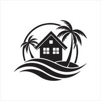 Generate a beachfront paradise logo for a real estate company specializing in coastal properties. vector
