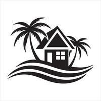 Generate a beachfront paradise logo for a real estate company specializing in coastal properties. vector