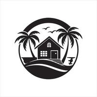 Generate a beachfront paradise logo for a real estate company specializing in coastal properties. vector