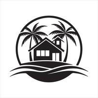 Generate a beachfront paradise logo for a real estate company specializing in coastal properties. vector