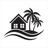 Generate a beachfront paradise logo for a real estate company specializing in coastal properties. vector