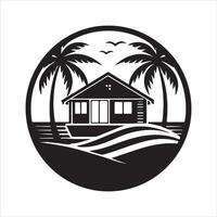 Generate a beachfront paradise logo for a real estate company specializing in coastal properties. vector