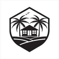 Generate a beachfront paradise logo for a real estate company specializing in coastal properties. vector