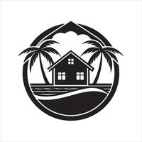 Generate a beachfront paradise logo for a real estate company specializing in coastal properties. vector