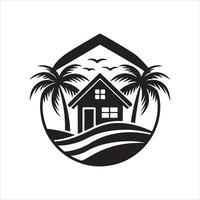 Generate a beachfront paradise logo for a real estate company specializing in coastal properties. vector
