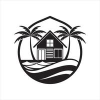 Generate a beachfront paradise logo for a real estate company specializing in coastal properties. vector