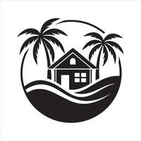 Generate a beachfront paradise logo for a real estate company specializing in coastal properties. vector
