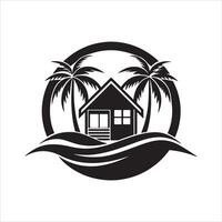 Generate a beachfront paradise logo for a real estate company specializing in coastal properties. vector