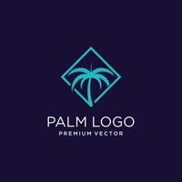 Palm tree logo design with simple and creative Premium vector