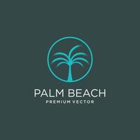 Palm tree logo design with simple and creative Premium vector