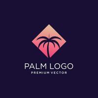 Palm tree logo design with simple and creative Premium vector