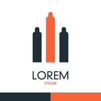 Modern three totem, building or tower iconic logo. Minimalist and simple concept vector