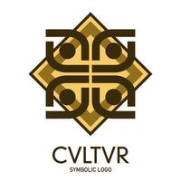 Culture logo template, from traditional ethnic pattern into modern geometric flat style vector