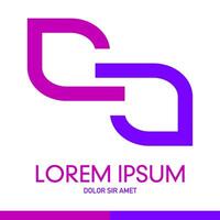 Abstract DJ or CJ logo design with bright violet and magenta interlocking chain element vector