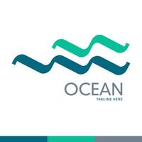 Oceanic minimalist logo, with bold curvy lines, clean design, in tosca aquamarine color vector