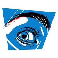 Eye. The effect of risograph printing. Design element for posters, postcards, greeting cards, wallpapers, fabrics, t-shirts, logos vector