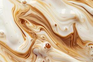 Swirls of coffee and cream blending together. Abstract pattern of warm tones photo